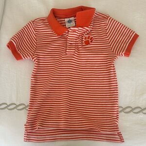 Vibrant Orange Striped Polo for Kids